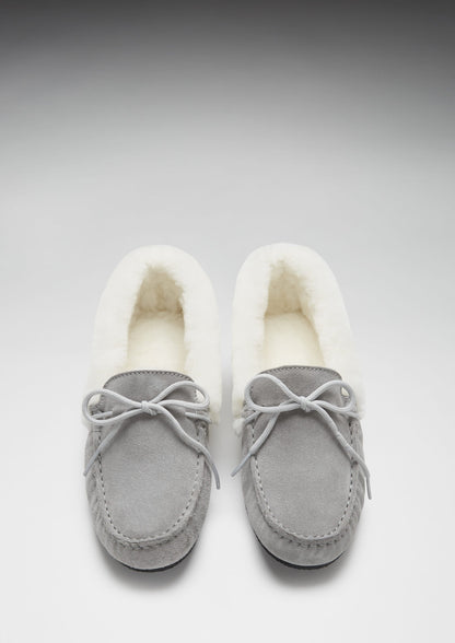 Women's slippers, sheepskin, dove grey suede-2