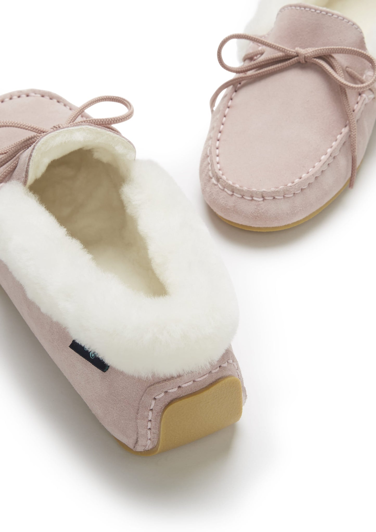 Women's slippers, sheepskin, ice pink suede-3