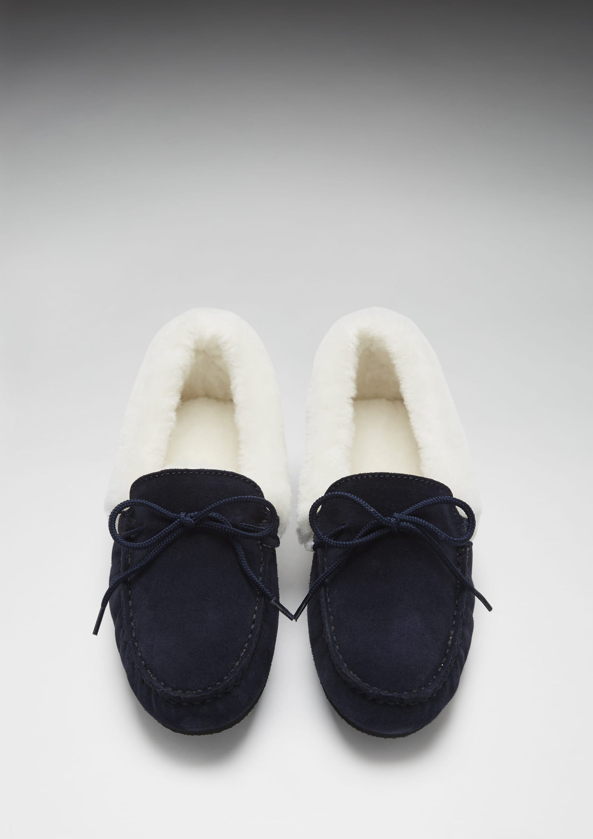 Women's slippers, sheepskin, navy blue suede-2