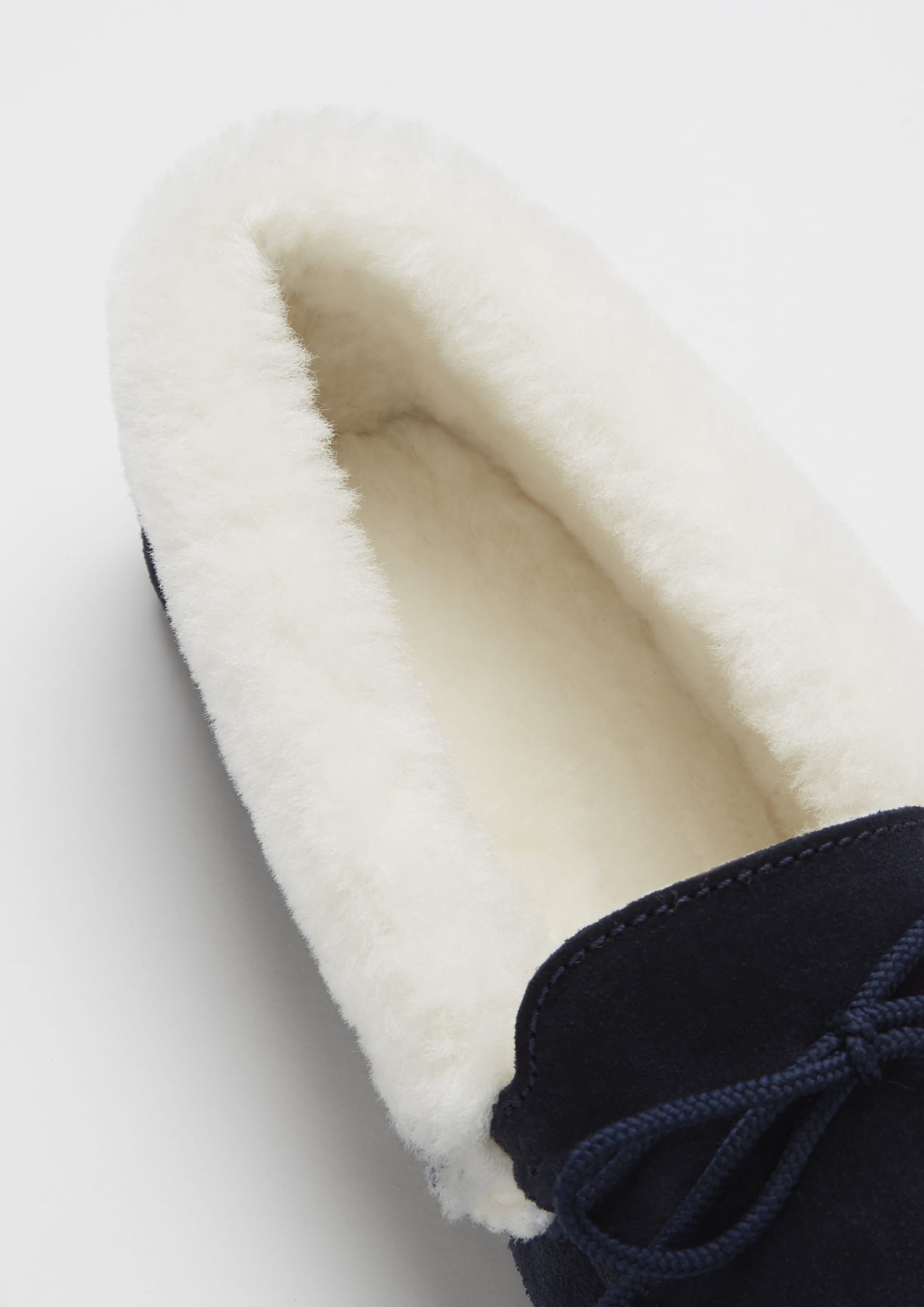 Women's slippers, sheepskin, navy blue suede-4