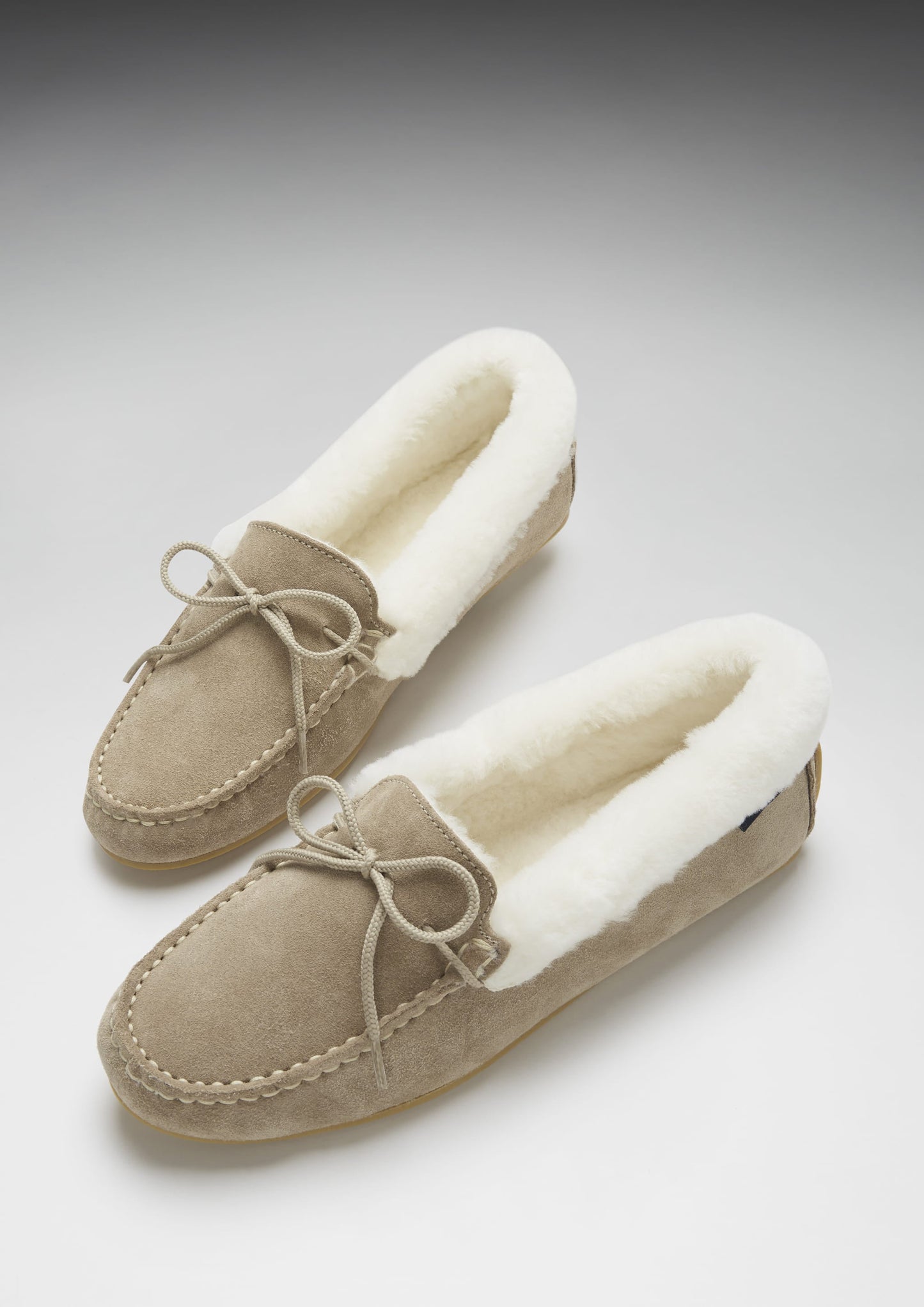 Women's slippers, sheepskin, taupe suede-1