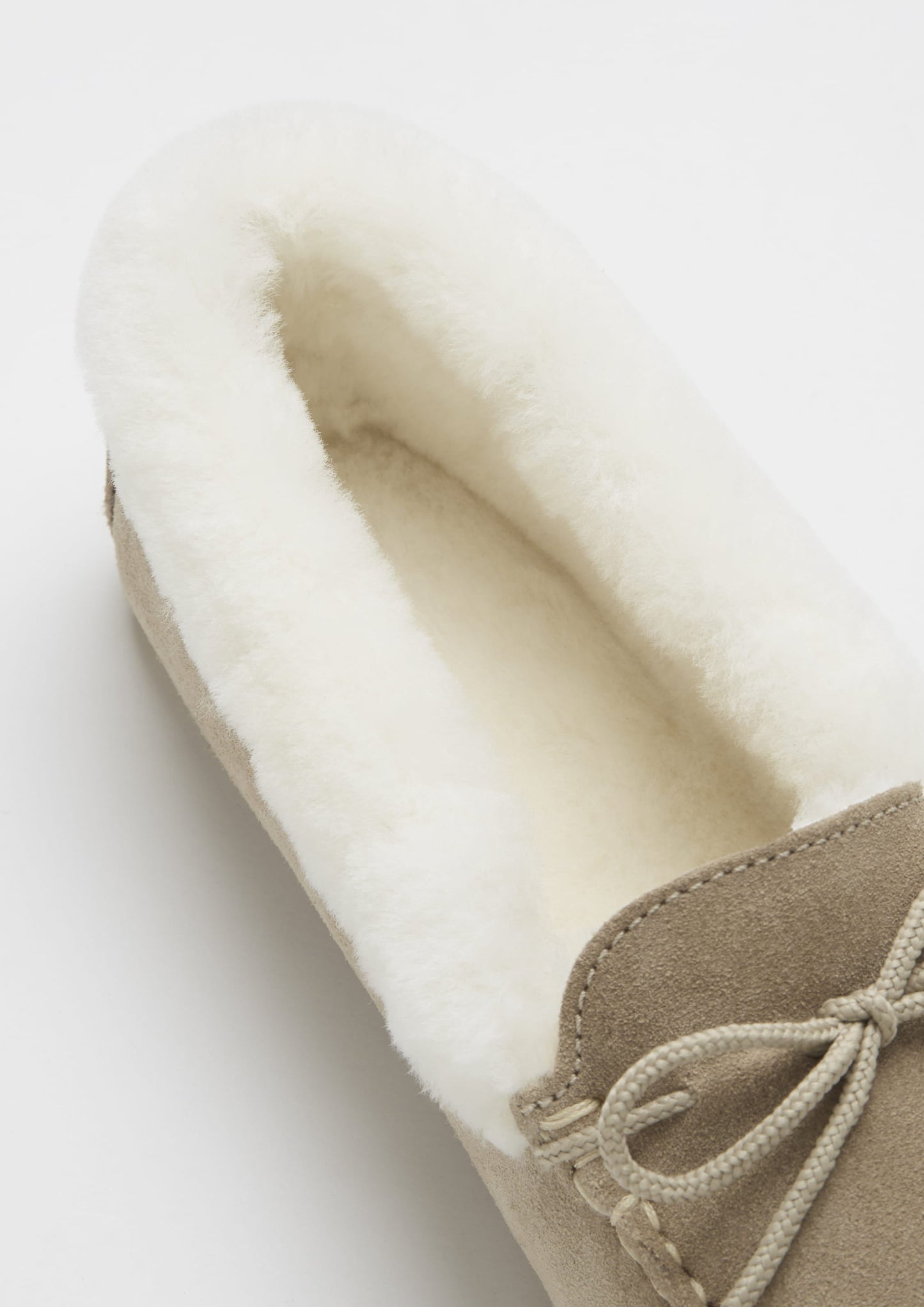 Women's slippers, sheepskin, taupe suede-4
