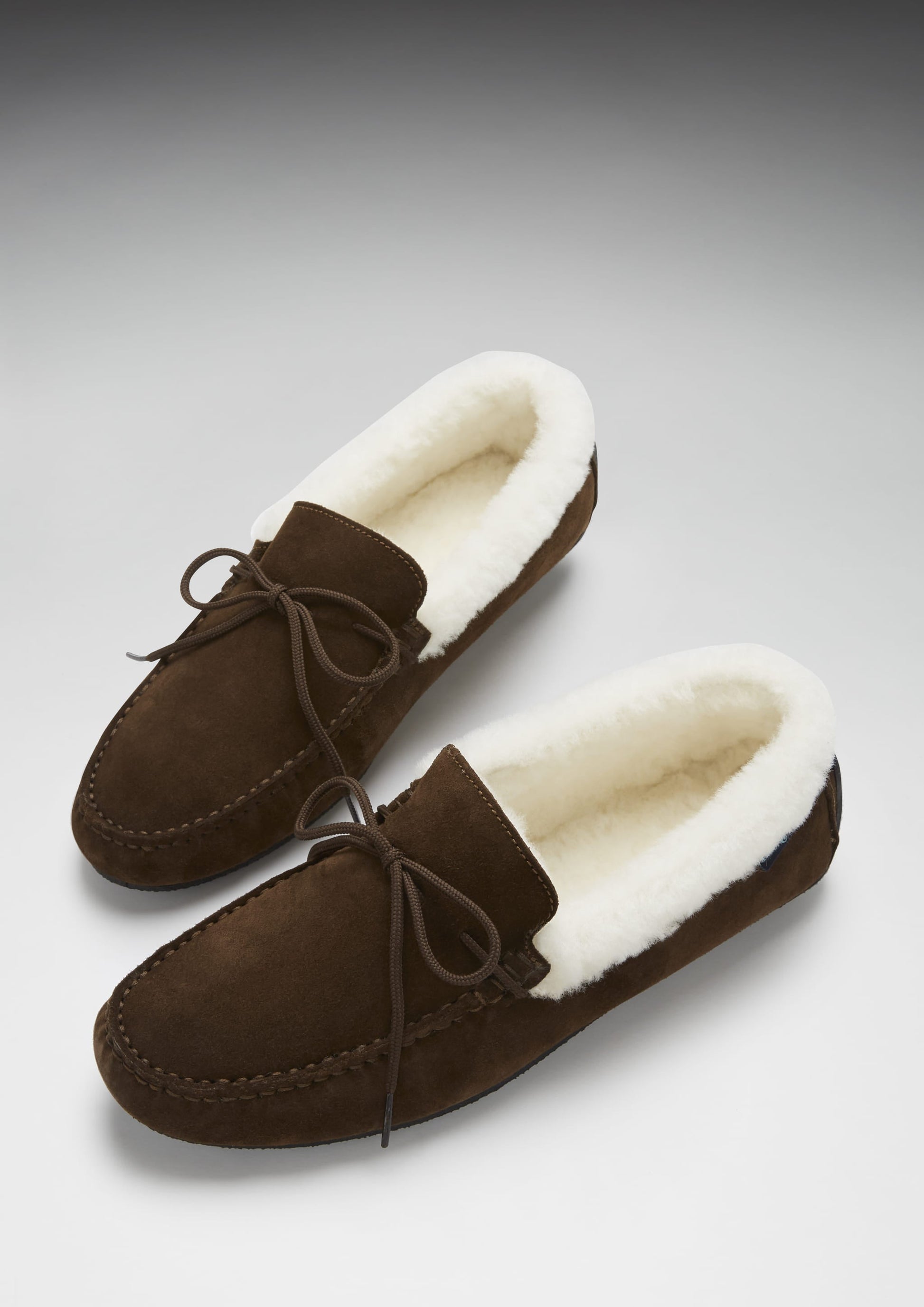 Slippers, sheepskin, brown suede-1