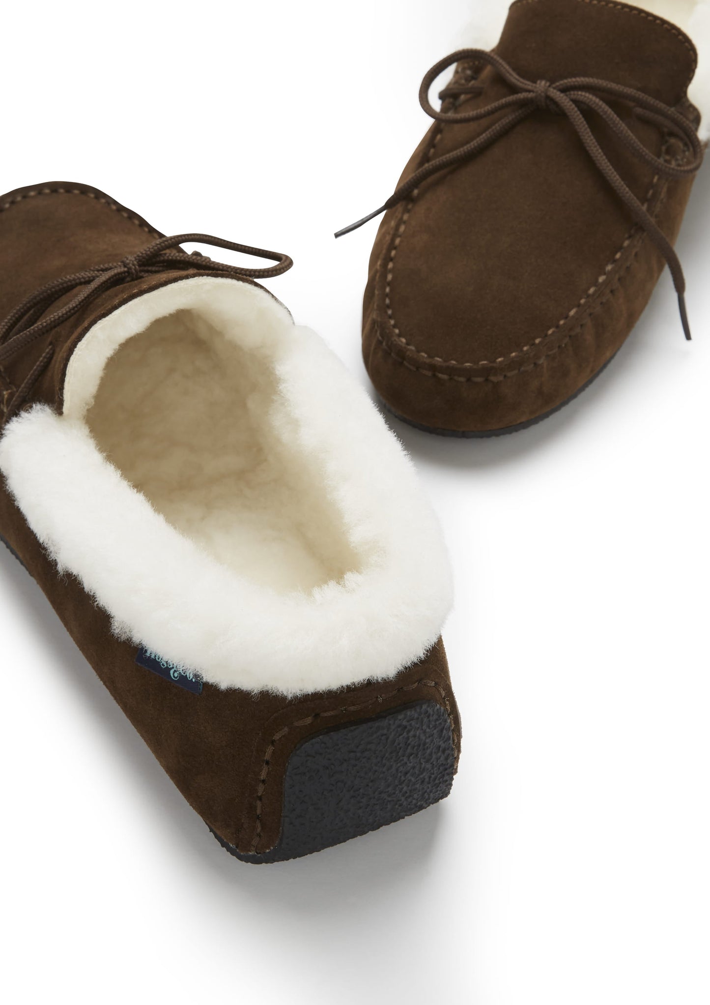Slippers, sheepskin, brown suede-3