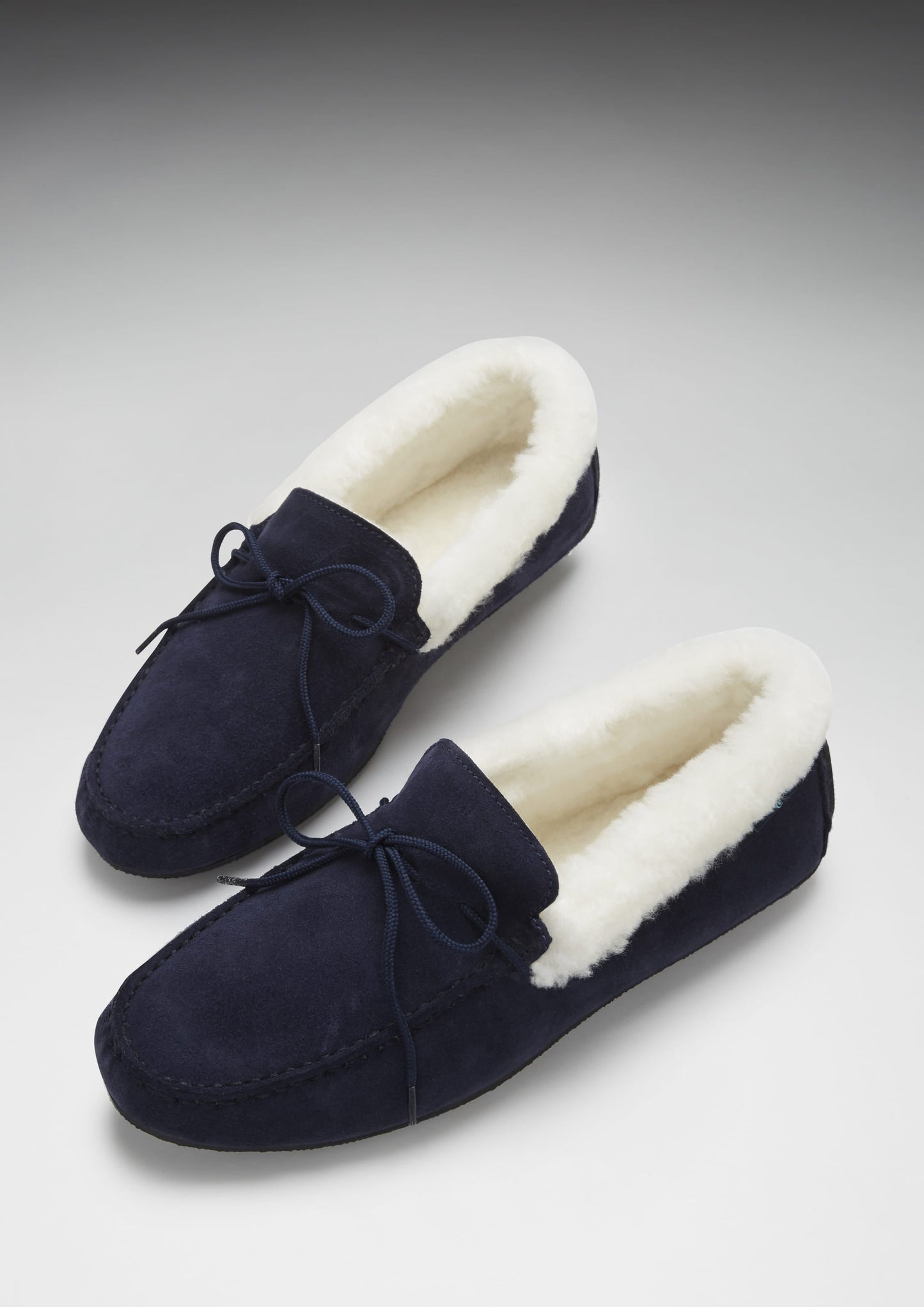 Slippers, sheepskin, navy blue suede-1