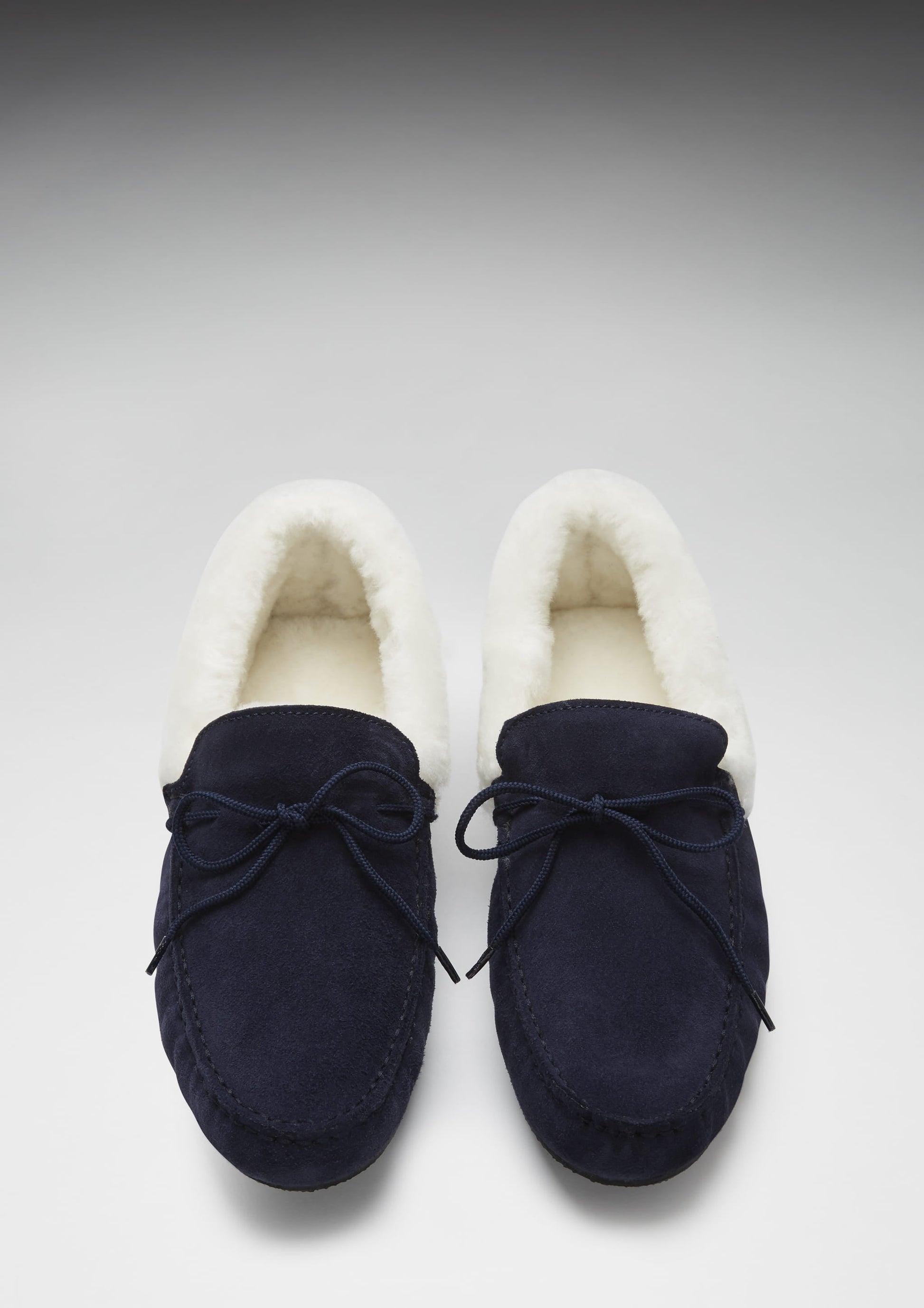 Slippers, sheepskin, navy blue suede-2