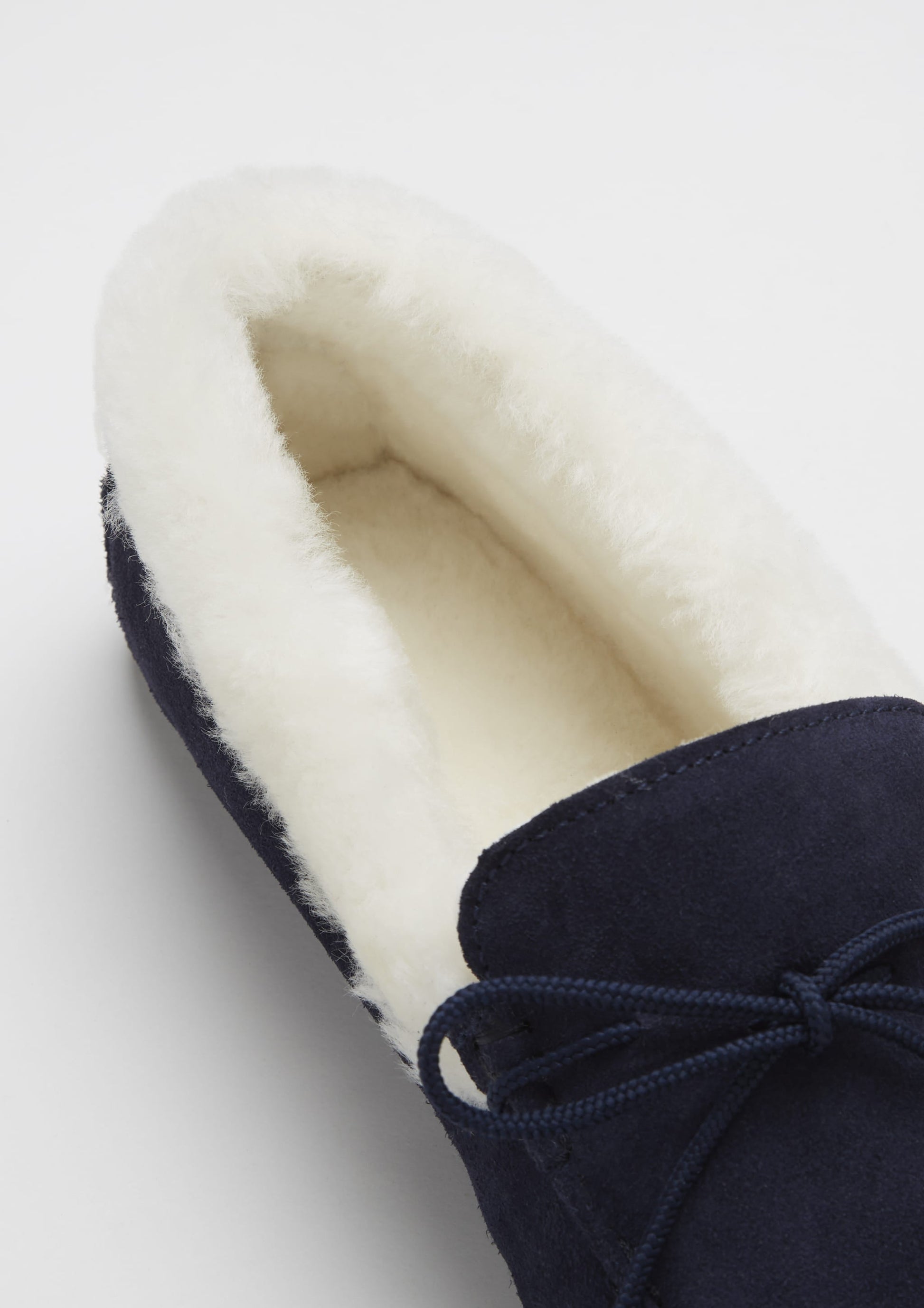 Slippers, sheepskin, navy blue suede-4