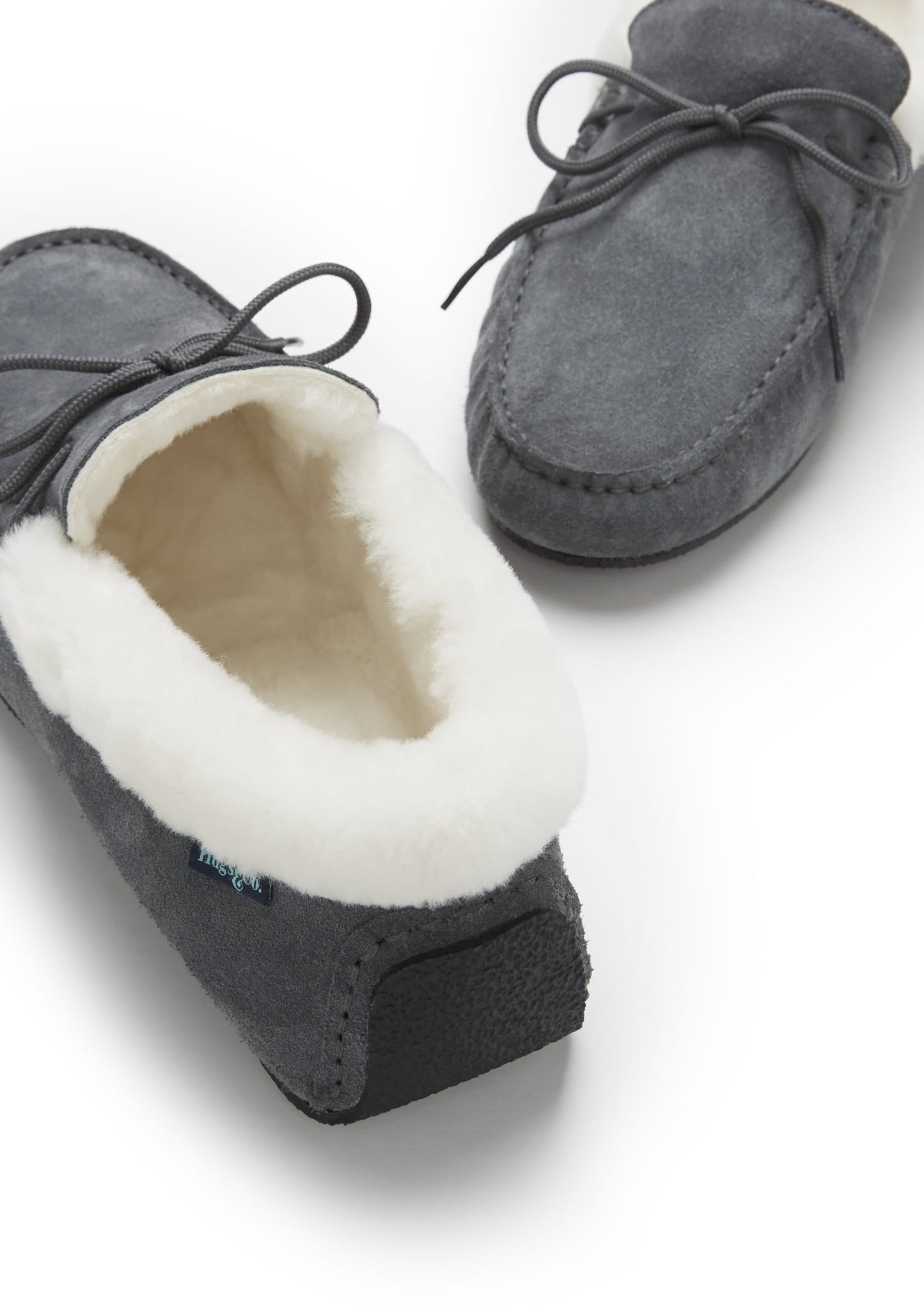 Slippers, sheepskin, slate grey suede-3