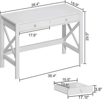 40 Inch White Computer Desk For Home Office Use And Study-1