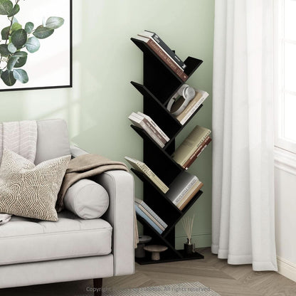 Bookshelf 9 Tier Floor Standing Tree Bookcase Espresso-1