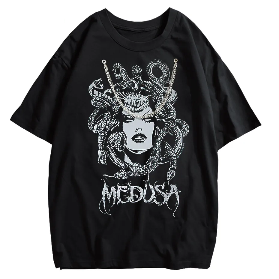 Gothic Dark Graphic T-Shirt Women Oversized Harajuku Punk Streetwear Tee-6