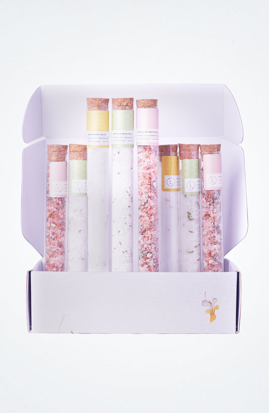 Natural Bath Salts Gift set in 8 Glass Tubes, Luxurious Bath Experience-1