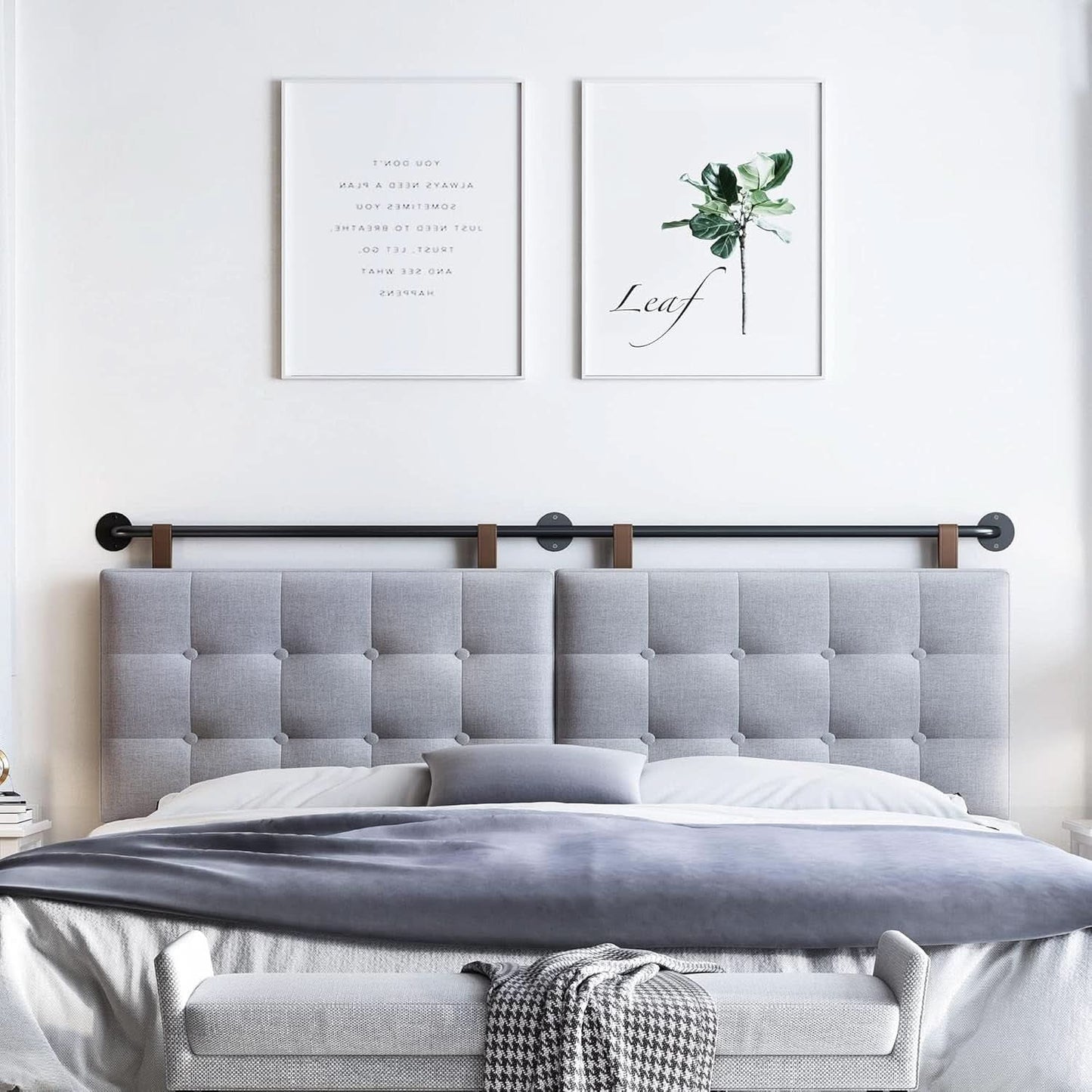 Adjustable Wall Mounted King Size Headboard with Tufting-3