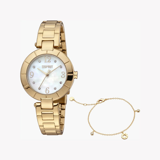 Esprit Women's Gold Stainless Steel Watch, White Dial | Es1l060m0125-0