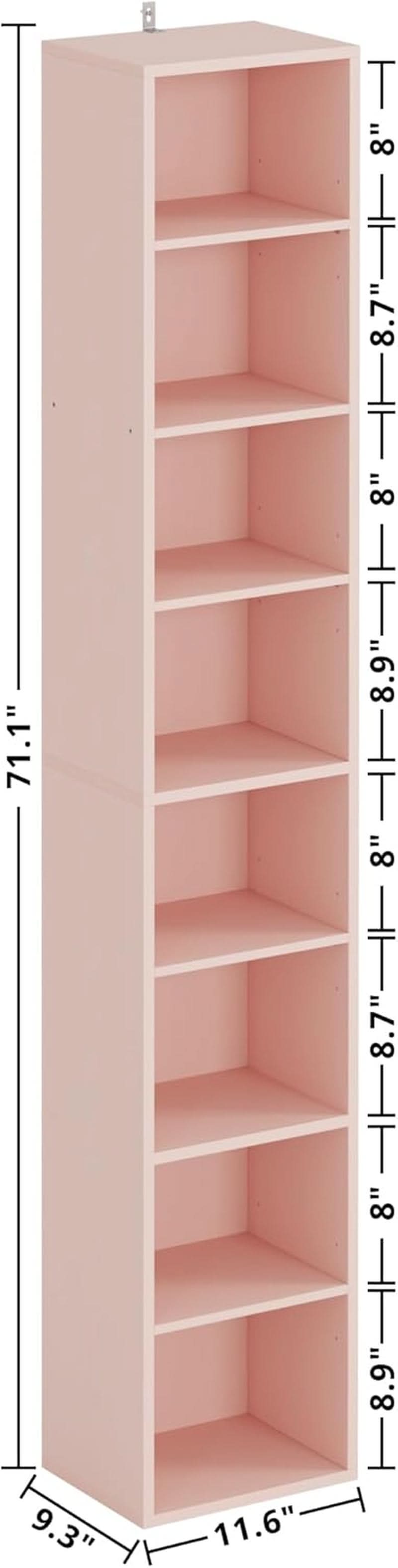 Tall Narrow Eight Tier Corner Bookcase For Home Office-1
