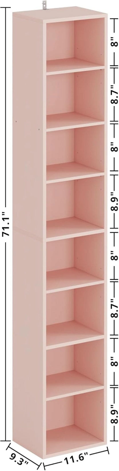 Tall Narrow Eight Tier Corner Bookcase For Home Office-1