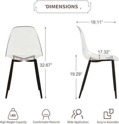 Clear Acrylic Dining Chairs Set of 4 With Black Legs-2