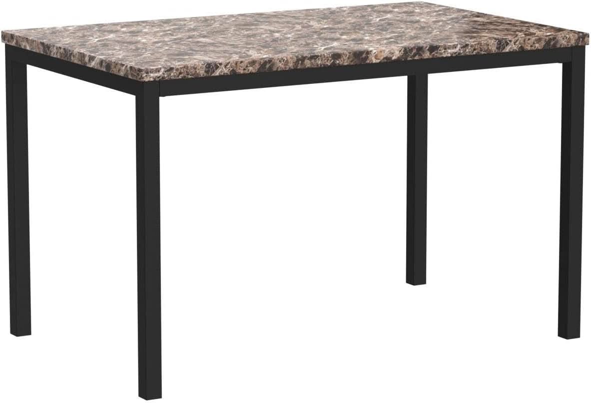 Black Metal Dining Table With Laminated Faux Marble Top-3