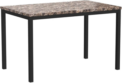 Black Metal Dining Table With Laminated Faux Marble Top-3