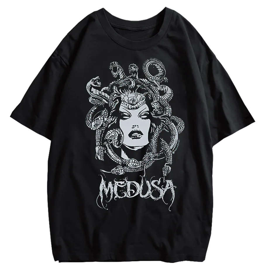 Gothic Dark Graphic T-Shirt Women Oversized Harajuku Punk Streetwear Tee-4