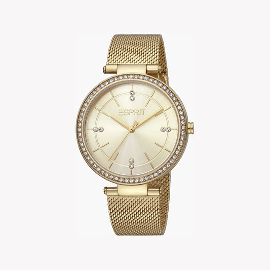 Esprit Women's Gold Stainless Steel Watch, Champagne Dial | Es1l123m0014-0