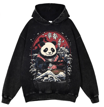 Japanese Style Panda Hip-Hop Retro Distressed T-Shirt-3