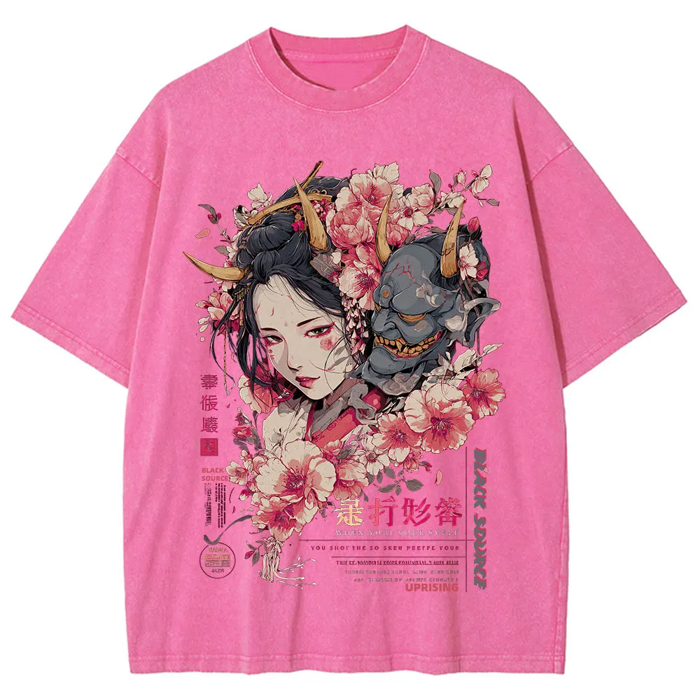 Anime Dragon Floral Graphic T Shirt Unisex Cotton Tee-0
