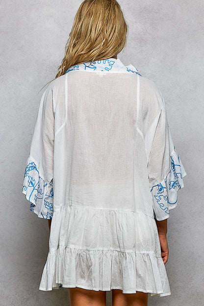 POL Tiered Ruffled Printed 3/4 Sleeve Mini Dress-2