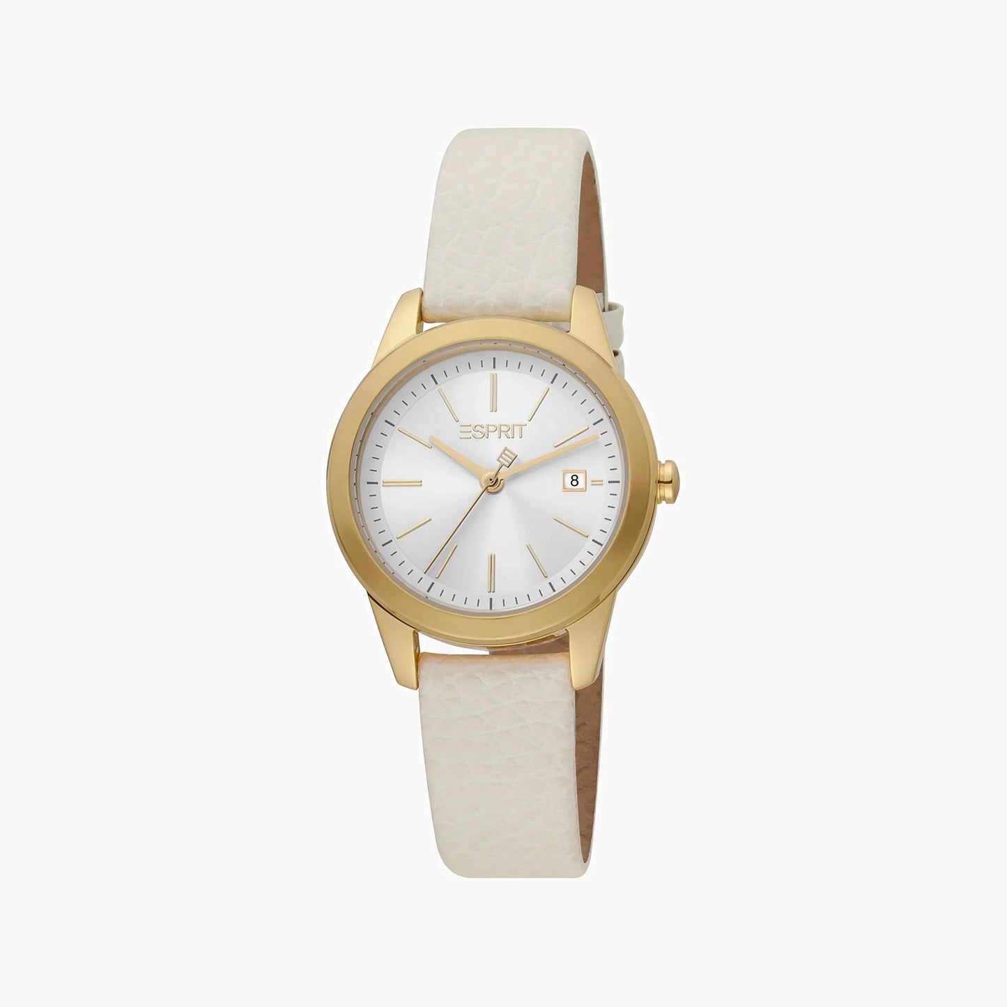 Esprit Women's Beige Leather Watch, Silver Dial | Es1l164m0055-0