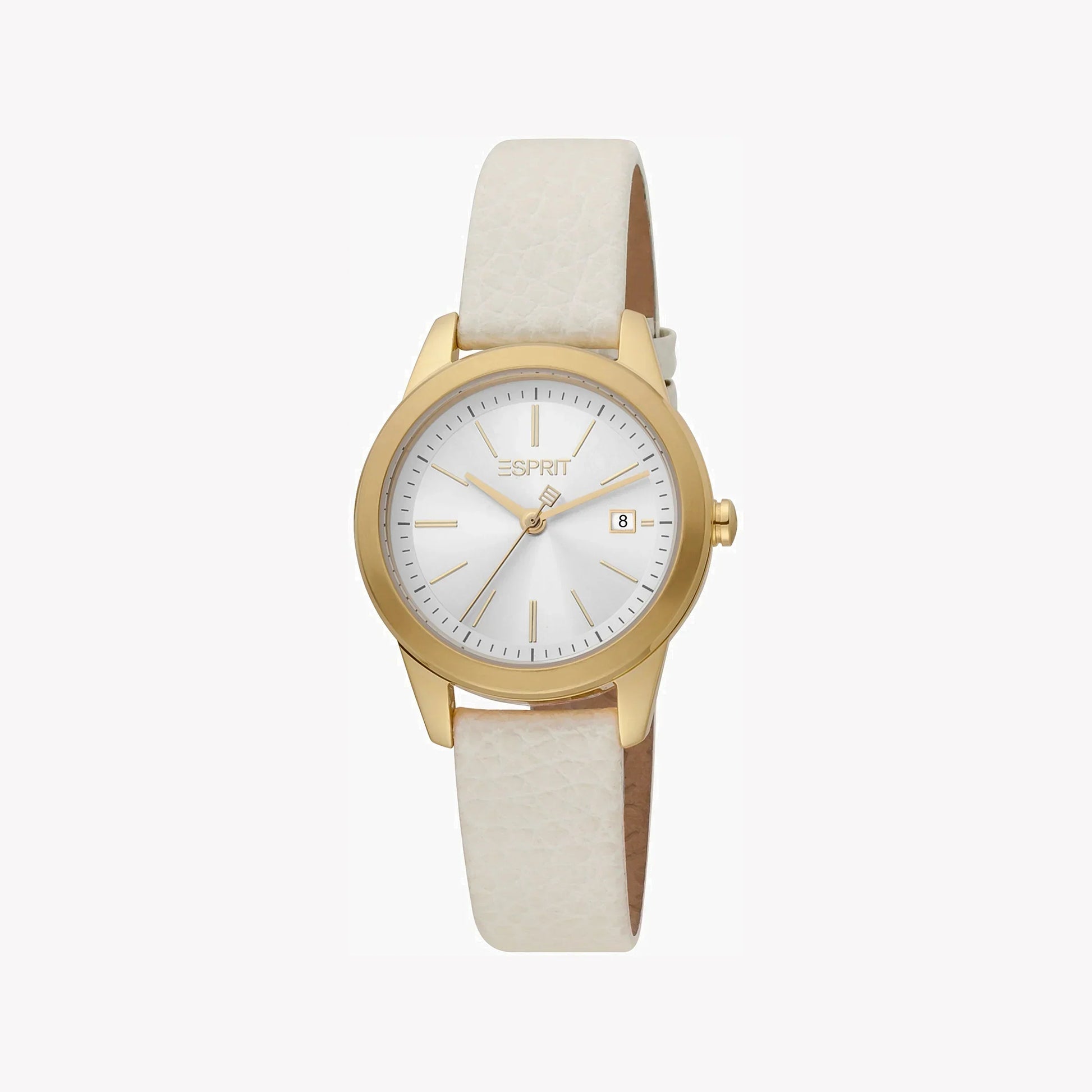 Esprit Women's Beige Leather Watch, Silver Dial | Es1l164m0055-0