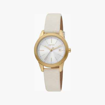 Esprit Women's Beige Leather Watch, Silver Dial | Es1l164m0055-0