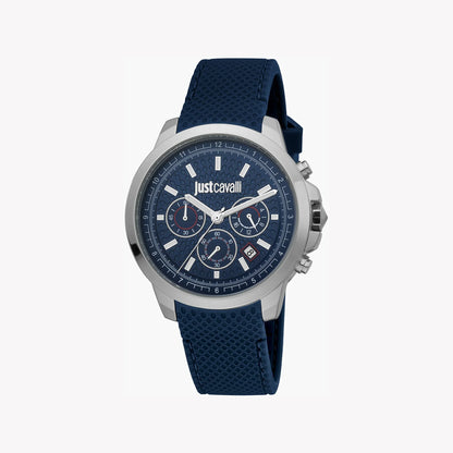 Just Cavalli Men's Blue Silicone Watch, Silver Case | Jc1g178p0025-0