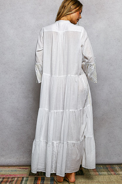 POL Embroidered Floral Tiered Maxi Dress-4