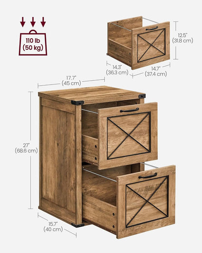 File Cabinet With 2 File Drawers Fits A4 Letter Size Home Office-2