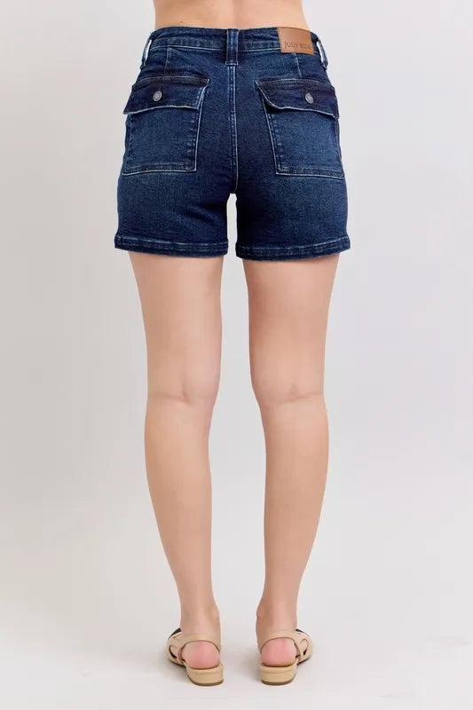 Judy Blue Full Size High Waist Back Flap Pocket Denim Shorts Plus Size-3
