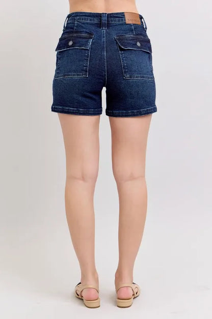 Judy Blue Full Size High Waist Back Flap Pocket Denim Shorts Plus Size-3