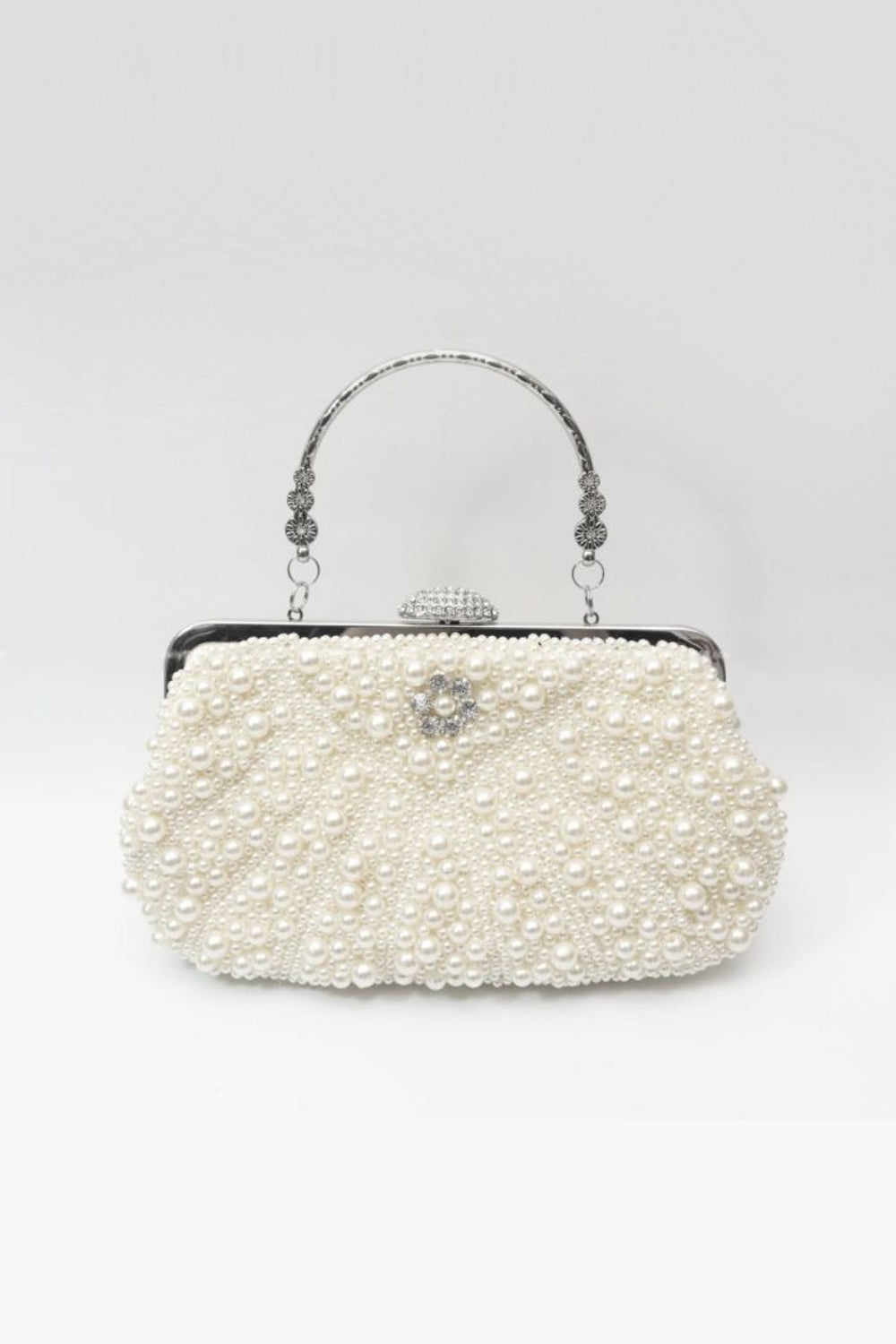 Ivory Pearl And Crystal Clutch Bag-2