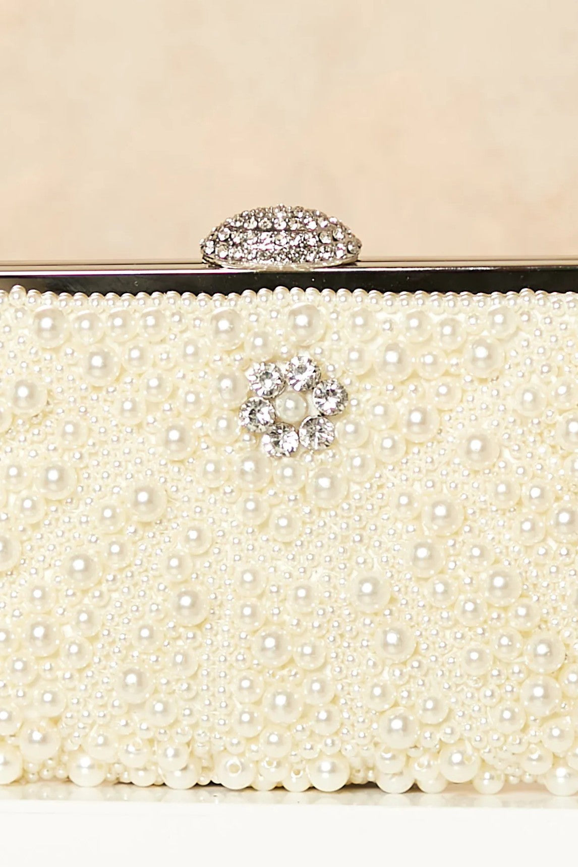 Ivory Pearl And Crystal Clutch Bag-3
