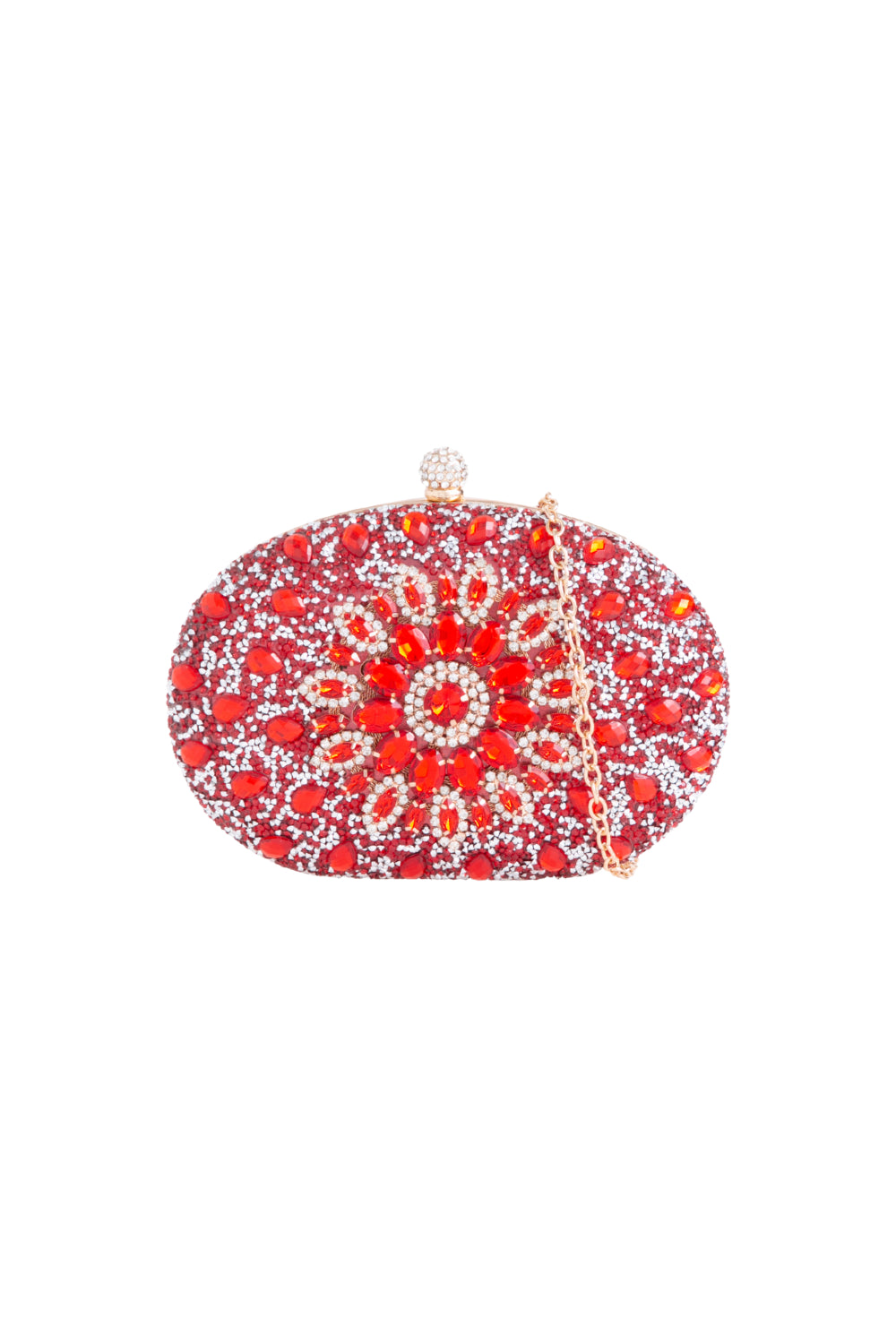 Red Embellished Clutch Bag with Gold Details-0