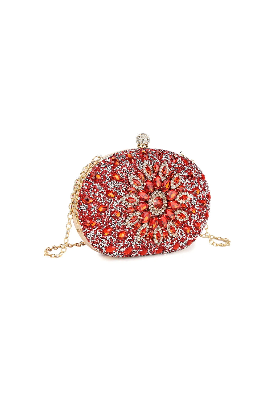Red Embellished Clutch Bag with Gold Details-1