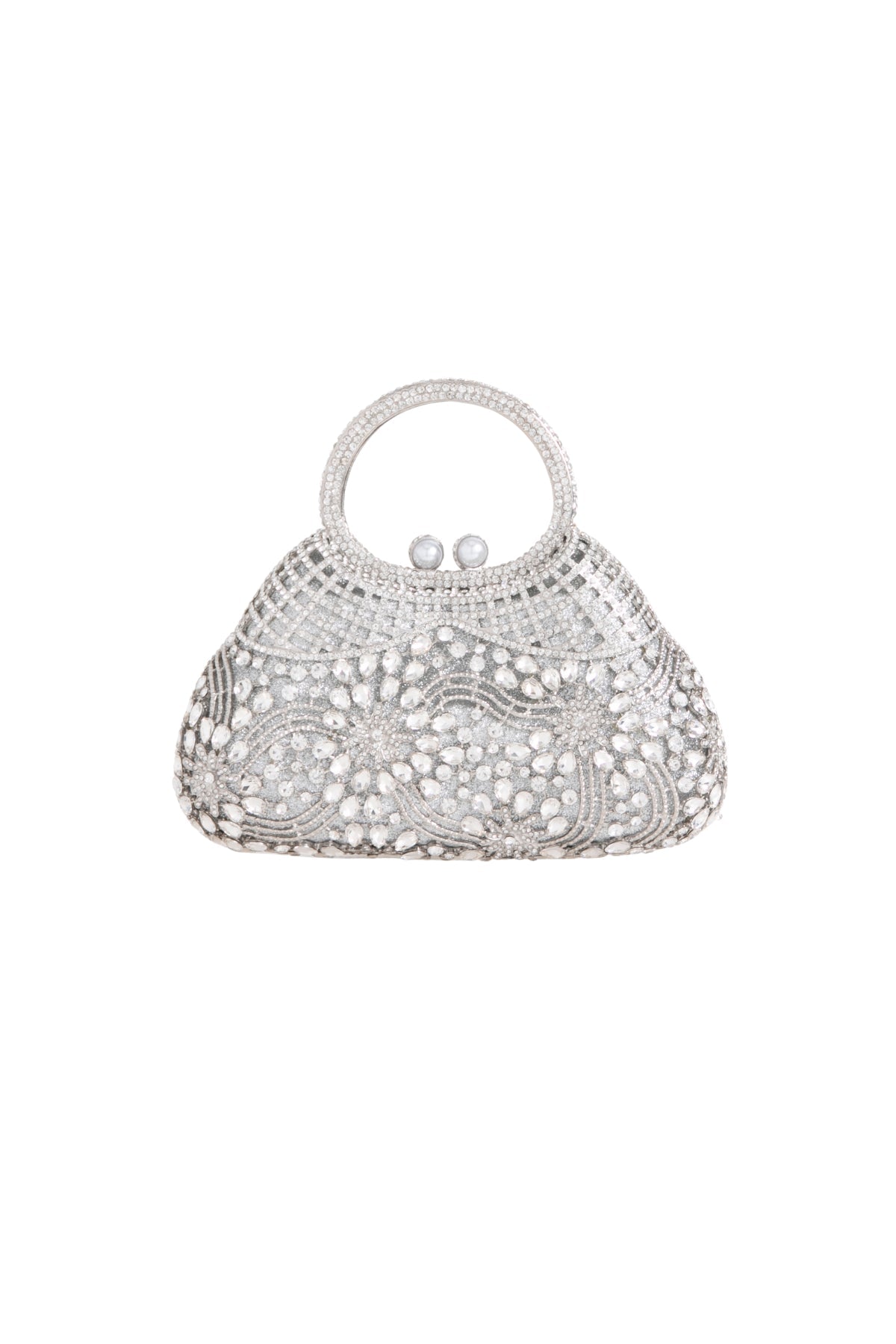 Silver Crystal Embellished Evening Bag-0