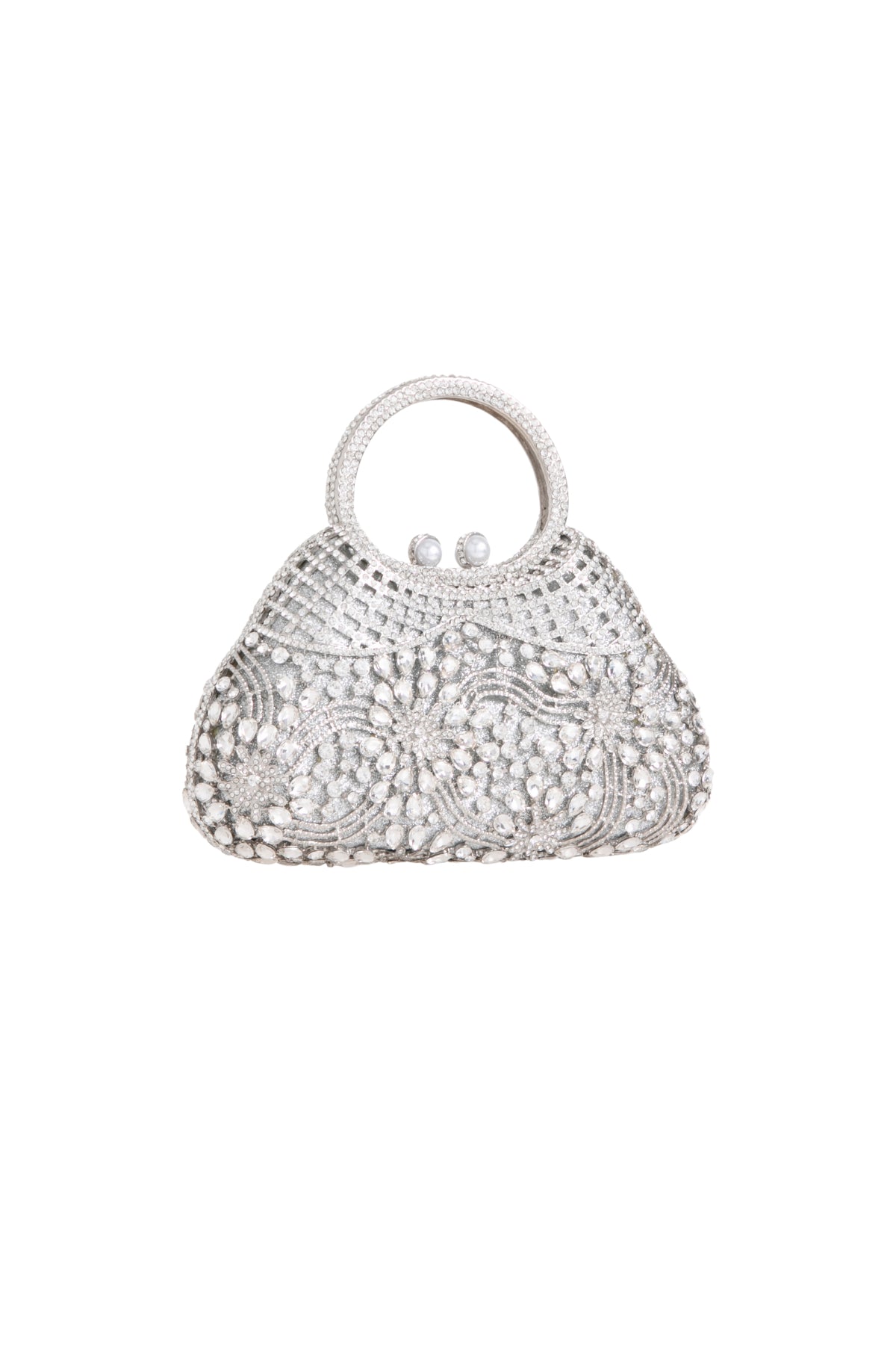 Silver Crystal Embellished Evening Bag-1