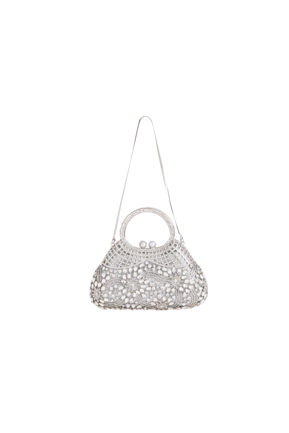 Silver Crystal Embellished Evening Bag-3