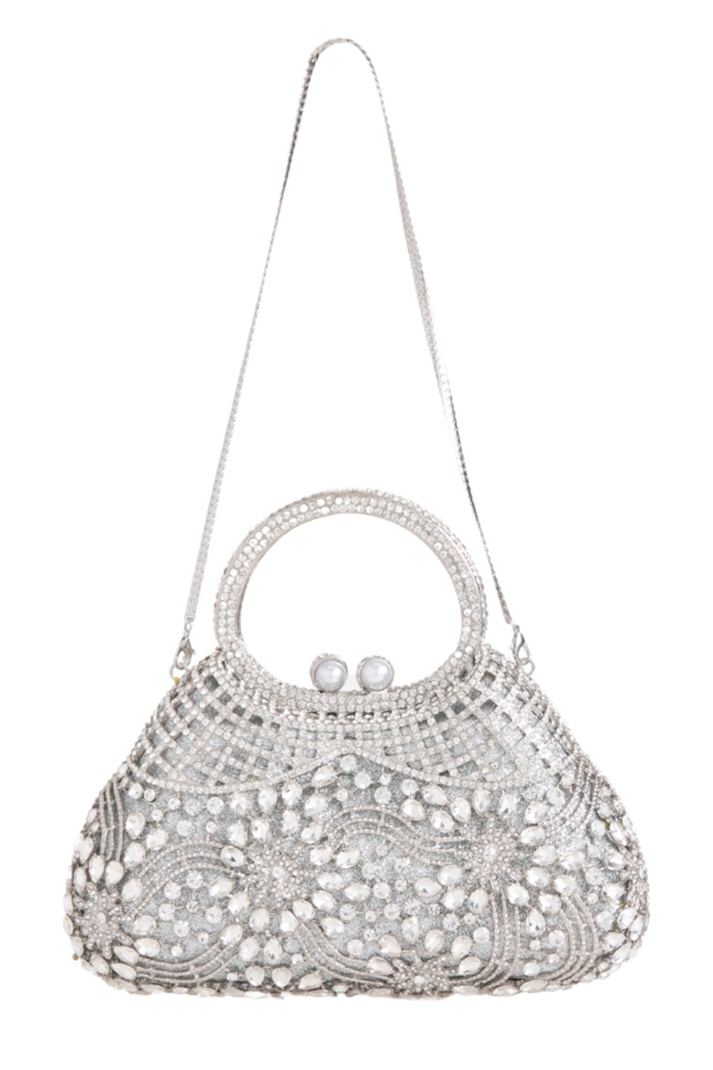 Silver Crystal Embellished Evening Bag-2