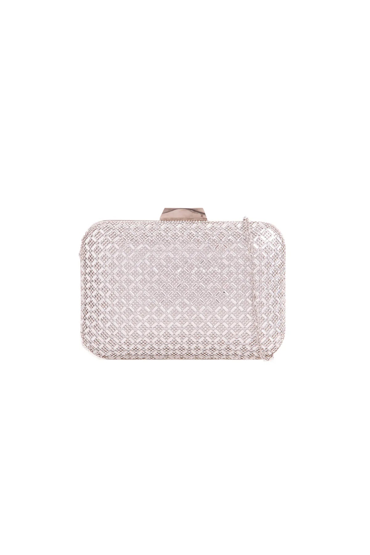 Silver Diamante Clutch Bag-0