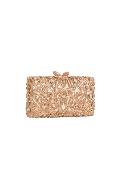 Gold Crystal Embellished Clutch Bag-2