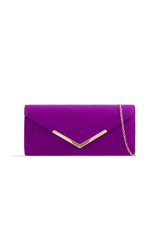 Purple Suede Envelope Clutch Bag-0