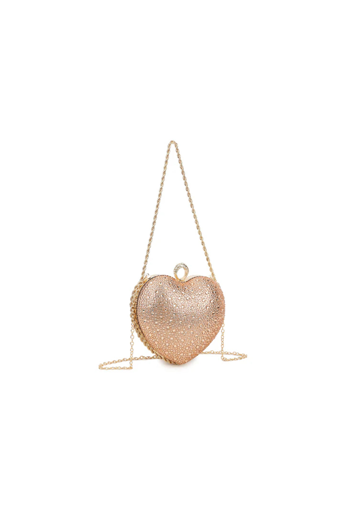 Gold Heart Diamante Clutch Bag-1