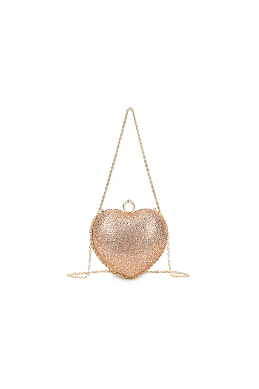 Gold Heart Diamante Clutch Bag-0