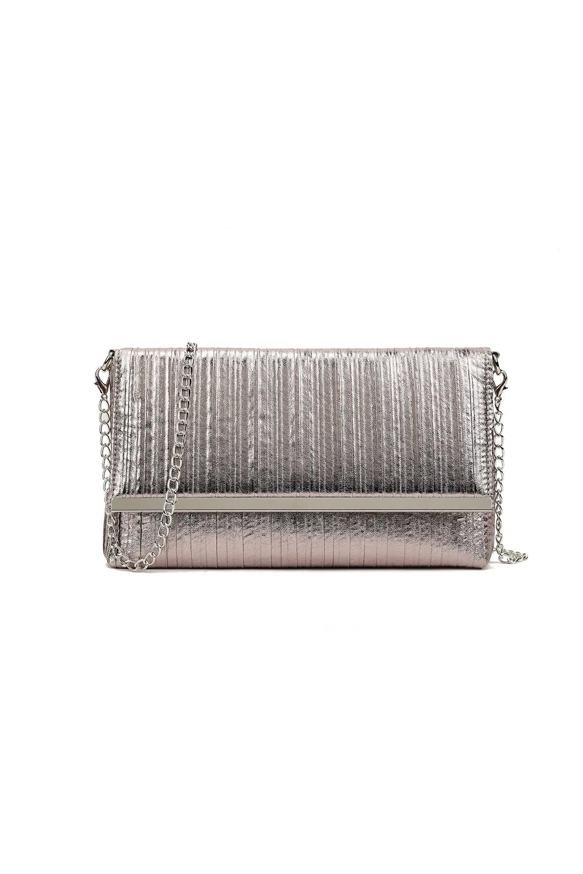 Pewter Pleated Clutch Bag-0